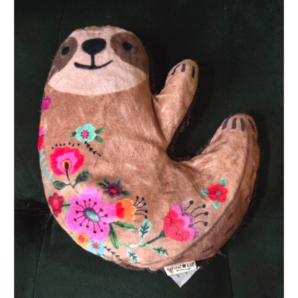 Natural Life Weighted Heated Microwaveable Sherpa Sloth Shaped Pillow 9''